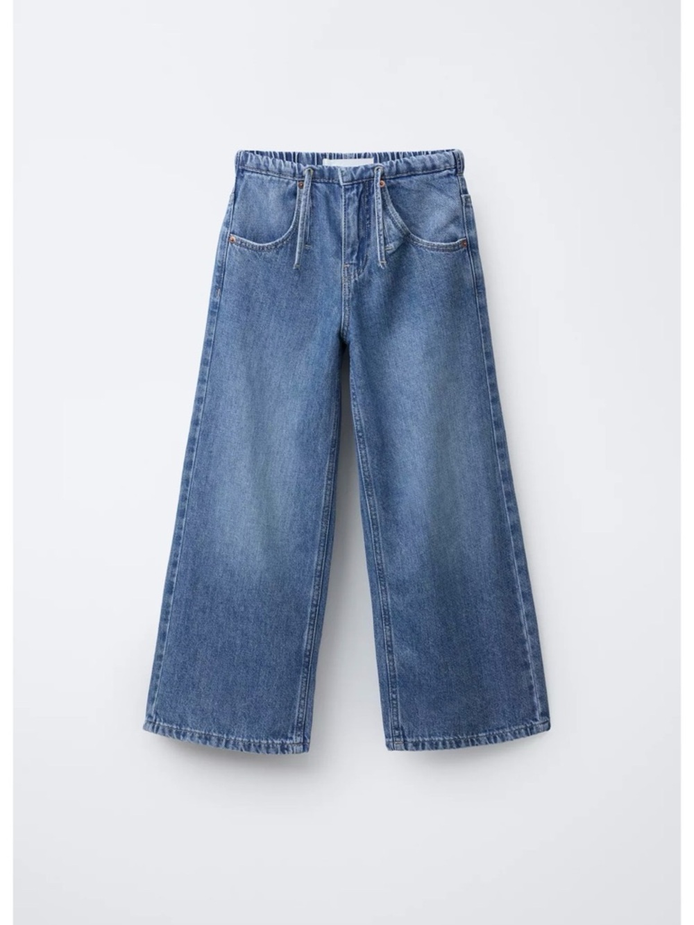 NWT ZARA Girls Wide Leg Jeans with Drawstrings | SIZE 11-12